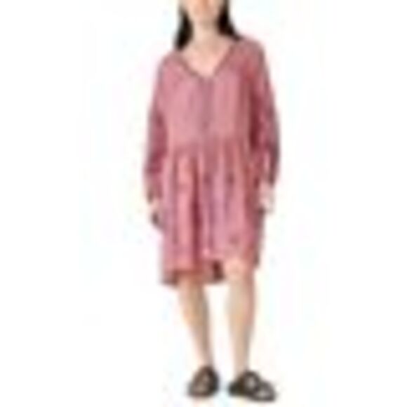 Lucky Brand Embroidered Tiered Tunic Dress Pink Multi - Picture 3 of 3